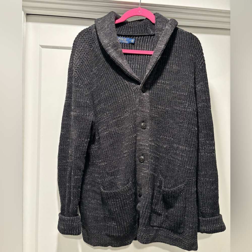 Polo by Ralph Lauren Men’s Charcoal Gray Shawl Collar Cardigan